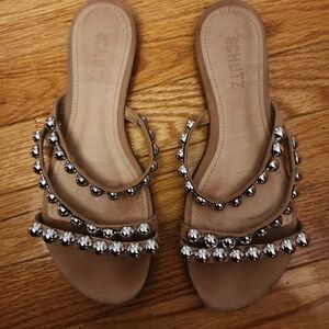 SCHUTZ Women's Arline Studded Sandals Sz 10 (Fit Me Perfect And I Am 8.5) EUC